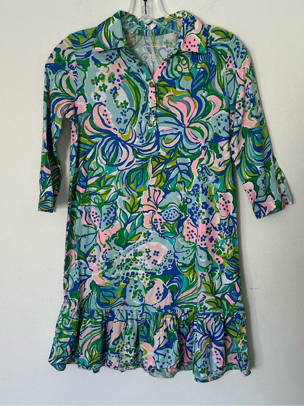 Lilly Pulitzer Floral Polo Girls Swing Dress | Xl 1214 | 100% Cotton